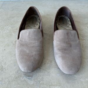 Birdies Beige Suede Flats with Gold Detail